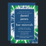 Blue and Green Tie Dye Bar Mitzvah Invitation<br><div class="desc">This modern invitation features bold white lettering on the front with a blue and green tie dye spiral.  Use the template form to add your custom text.  The Customise feature can be used to change the font,  layout and colours.</div>