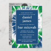 Blue and Green Tie Dye Bar Mitzvah  Photo Collage