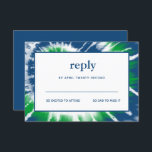 Blue and Green Tie Dye Bar Mitzvah  RSVP Card<br><div class="desc">This trendy insert card features a navy blue and green spiral tie dye design.  Add your text using the template form.  Change the font,  layout and colours using the Customise feature.</div>