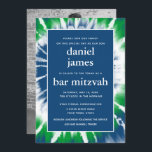 Blue and Green Tie Dye Bar Mitzvah Single Photo Invitation<br><div class="desc">This modern invitation features bold white lettering on the front with a blue and green tie dye spiral. The back features a single photos of your choice, in black and white. Use the template form to add your custom text. The Customise feature can be used to change the font, layout...</div>