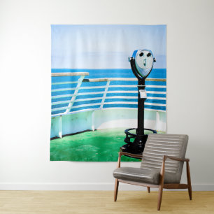 Blue and Green Tourist Binoculars Tapestry