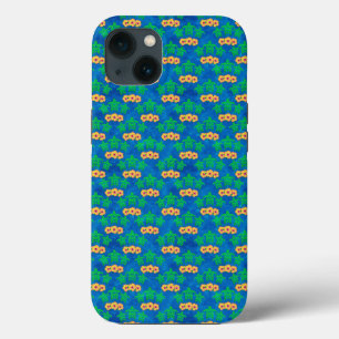 Blue and Green Tribal Green Sea Turtles iPhone 13 Case