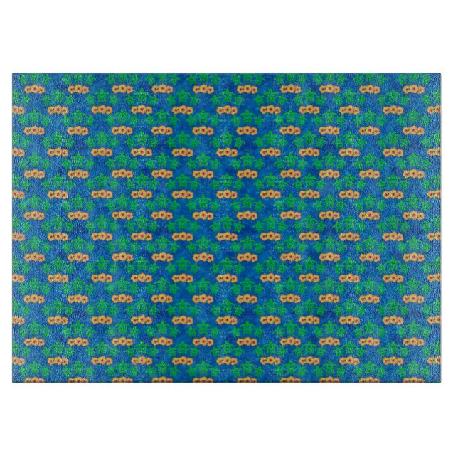 Blue and Green Tribal Green Sea Turtles Cutting Board (Front)