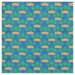 Blue and Green Tribal Green Sea Turtles Fabric