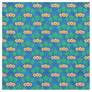 Blue and Green Tribal Green Sea Turtles Fabric