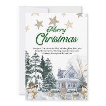 Blue and Green Watercolor Merry Christmas