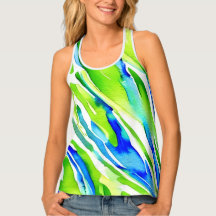 Blue and Green Watercolor Stripes