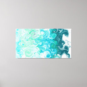 Blue and Green Waves Digital Fluid Art    Canvas Print