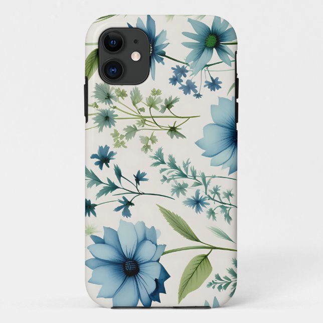 Blue And Green Wildflowers Botanical Case-Mate iPhone Case (Back)