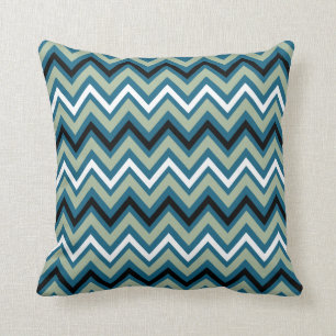 Blue and Green Zigzag Pattern Cushion