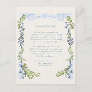 blue and greenery garden crest wreath wedding enclosure card