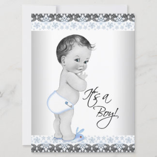 Blue and Grey Baby Boy Shower Invitation