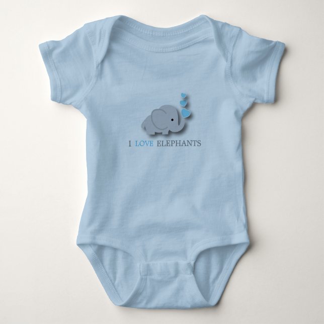 Blue and Grey Baby Elephant Bodysuit (Front)
