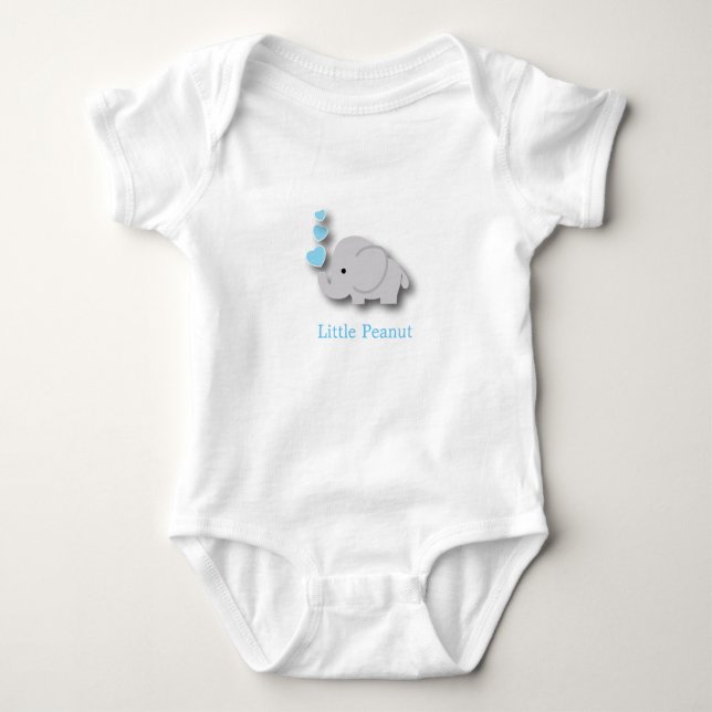 Blue and Grey Baby Elephant 🐘 - Little Peanut Bodysuit (Front)