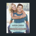 Blue and Grey Banner Modern Save the Date Postcard<br><div class="desc">Blue and Grey Banner Modern Save the Date Postcard 
 Simple and modern save the date postcard to give your family and friends.</div>