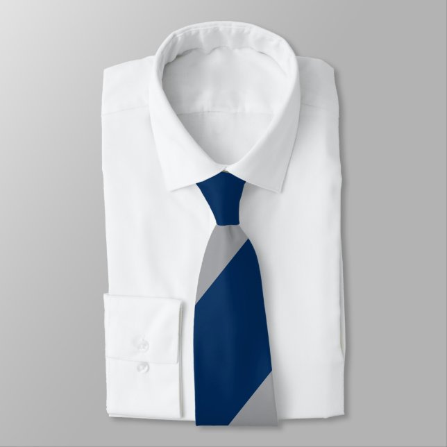 Blue and Grey Broad Regimental Stripe Tie (Tied)