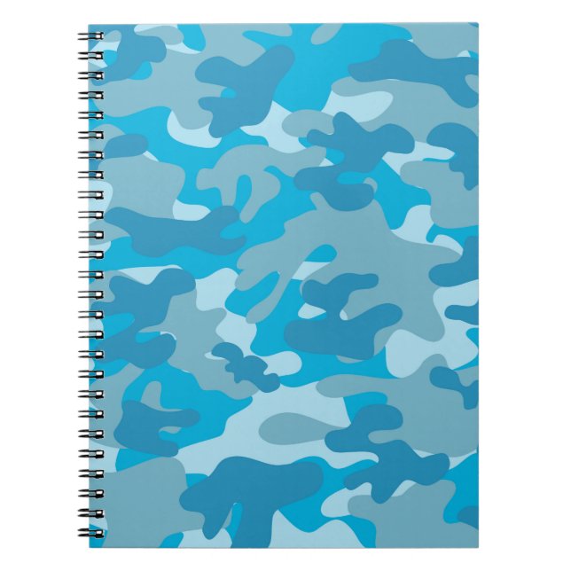 Blue and Grey Camo Design Spiral Notebook (Front)