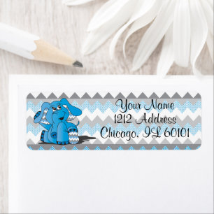 Blue and Grey Chevron Elephant  