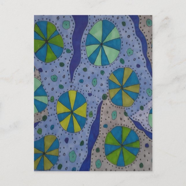 Blue and Grey Cosmic Abstract Postcard (Front)