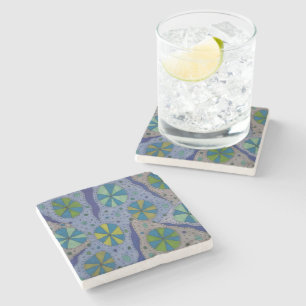 Blue and Grey Cosmic Abstract Stone Coaster