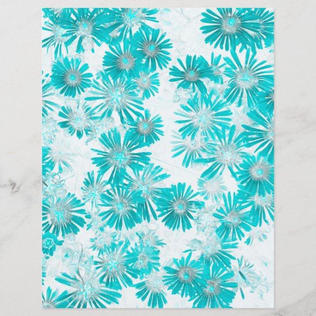 Blue and Grey Dandelion Pattern Scrapbook Paper (Front)