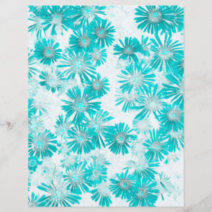 Blue and Grey Dandelion Pattern Scrapbook Paper
