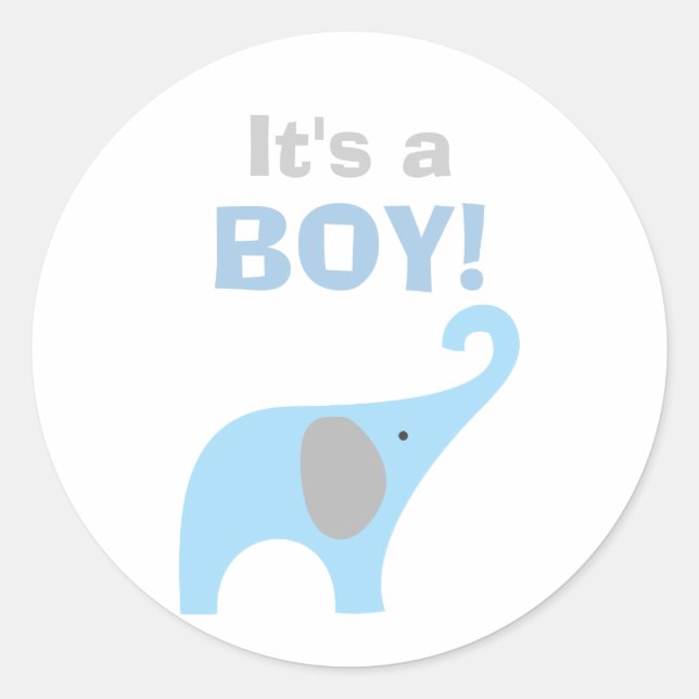 Blue and Grey Elephant Baby Shower Seal (Front)