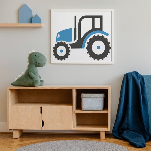 Blue and Grey Farm Tractor Icon Poster (Creator Uploaded)