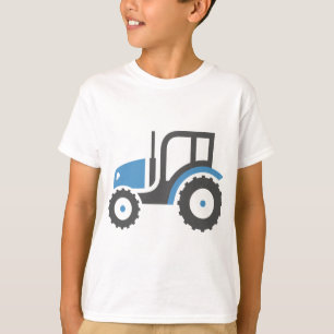 Blue and Grey Farm Tractor Icon T-Shirt