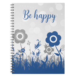  blue and grey flowers  notebook
