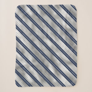 Blue and Grey Glossy Stripes Sherpa Blanket