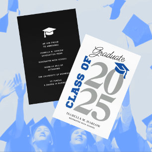 Blue and Grey Graduation Announcement