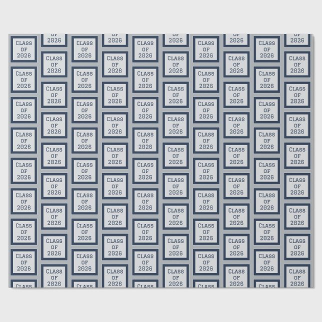 Blue and Grey Graduation Wrapping Paper 2026 (Flat)