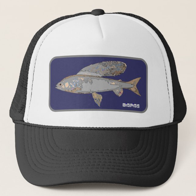 Blue and Grey Grayling Trucker Hat (Front)