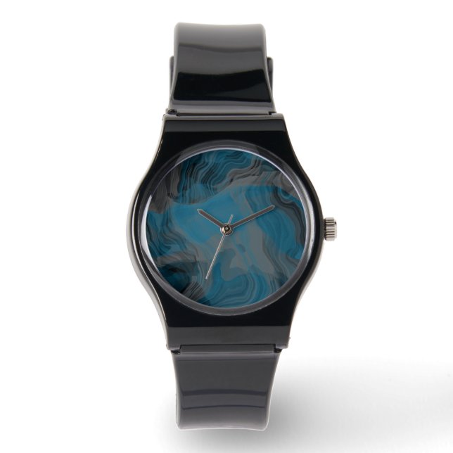 Blue and Grey Marble Abstract Watch (Front)