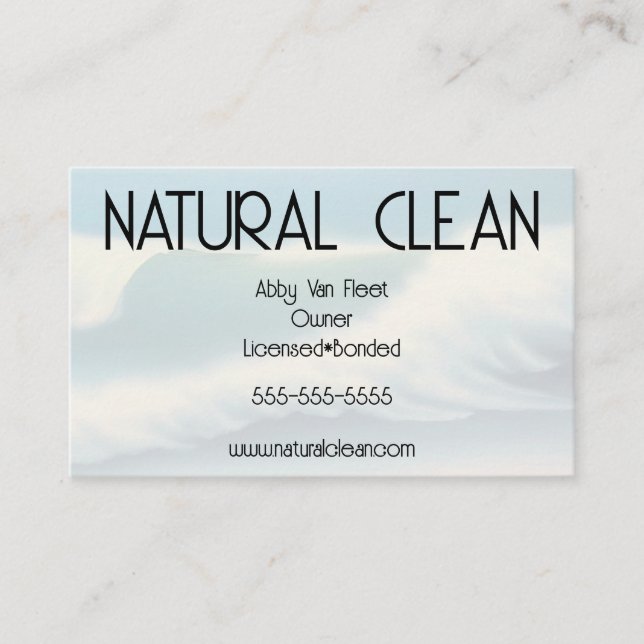 Blue and Grey Ocean Waves Cleaning Service Business Card (Front)