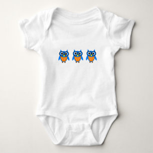 Blue and Grey Owl Baby Wear Bodysuit
