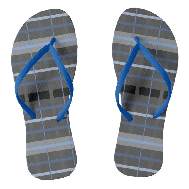 Blue and Grey Plaid Jandals (Footbed)