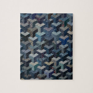 Blue and grey quilt pattern jigsaw puzzle