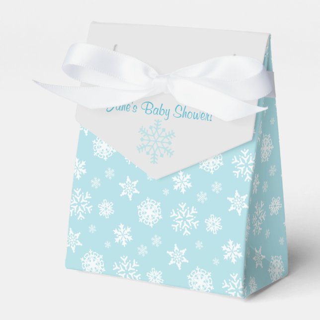 Blue and Grey Snowflake Favour Box (Front Side)