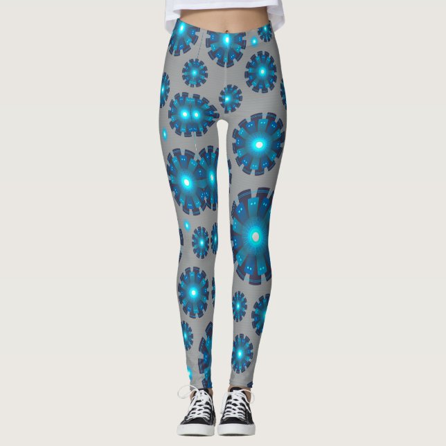 Blue and Grey Snowflake Leggings (Front)
