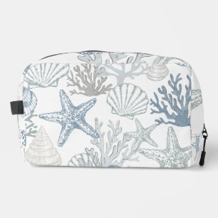 Blue And Grey Starfish Seashell Beachy Design Dopp Kit