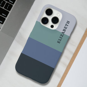 Blue and Grey  Stripes Pattern  iPhone 16 Pro Case