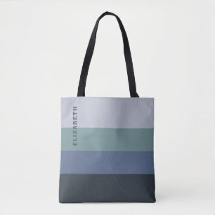 Blue and Grey Stripes Pattern Tote Bag