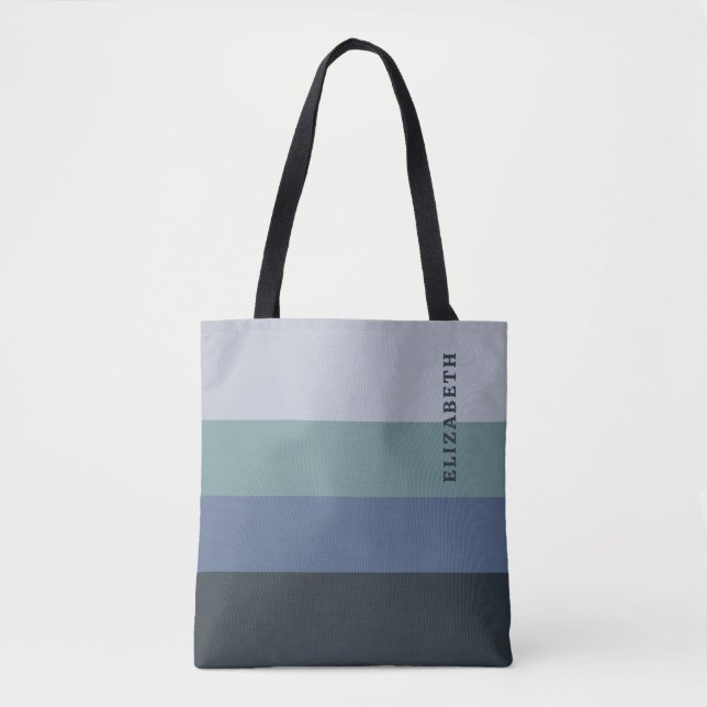 Blue and Grey  Stripes Pattern  Tote Bag (Front)