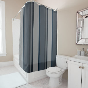 Blue and grey stripes shower curtain