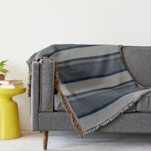 Blue and grey stripes throw blanket