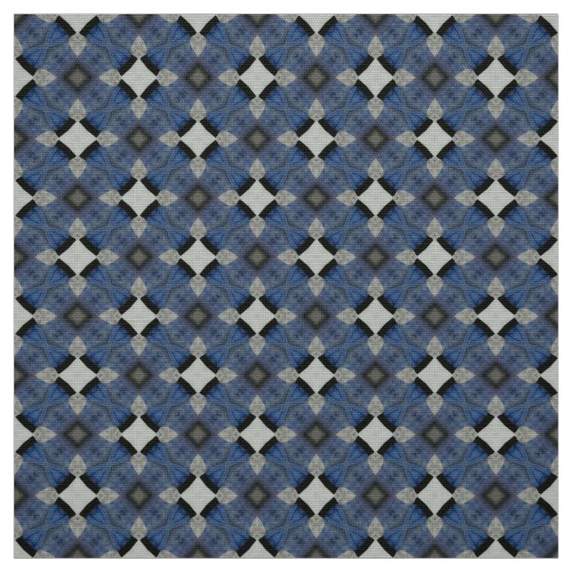 Blue and grey tile Upholstery Fabric (Swatch)
