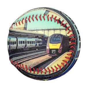 Blue and grey train baseball