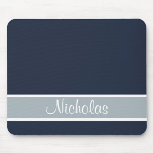 Blue and Grey with Name Mouse Pad
